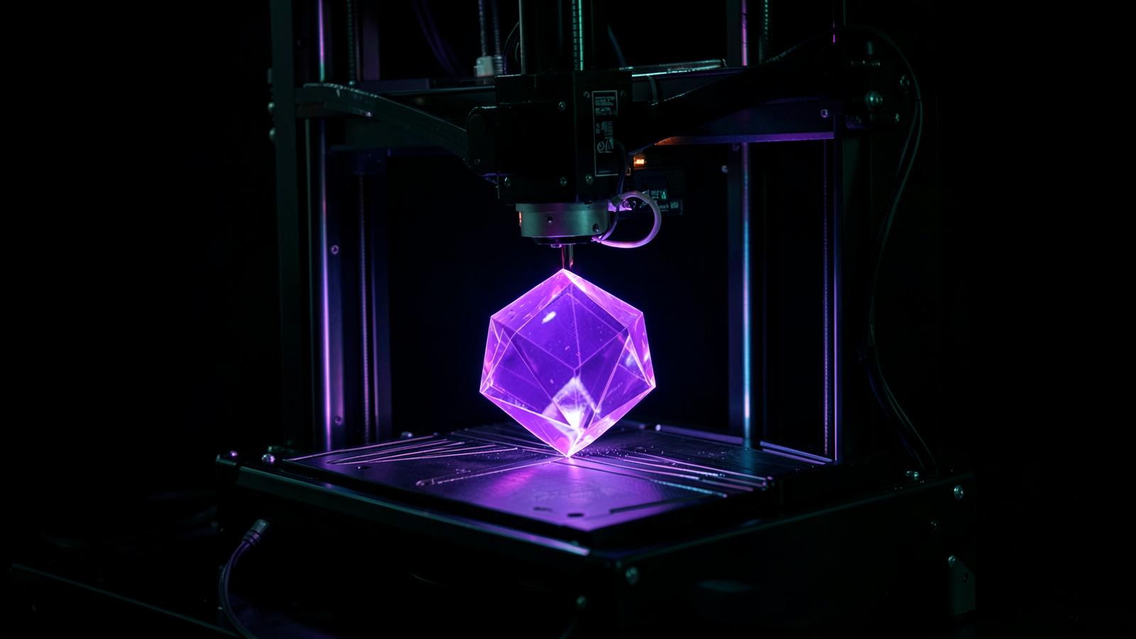 Impressora 3D produzindo uma peça geométrica